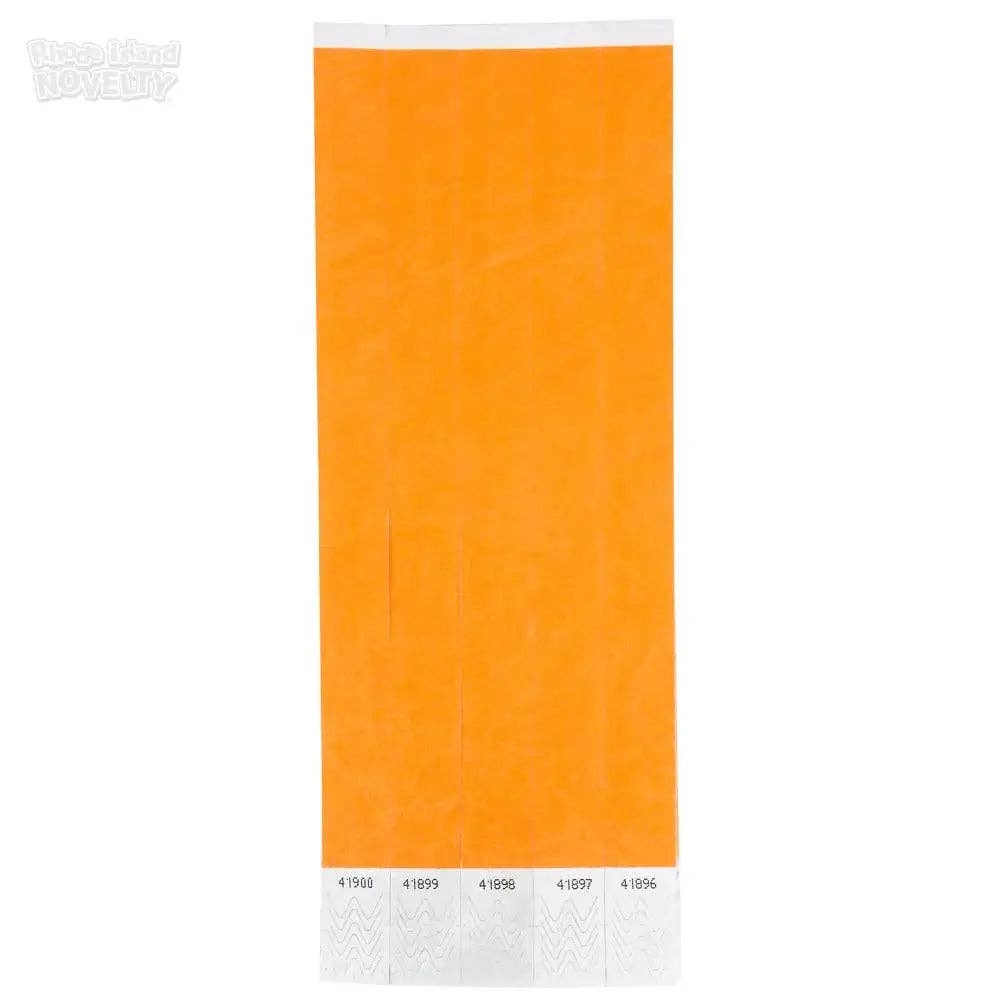 Party Expo, LLC - Wholesale Wristband - Tyvek Narrow Neon Orange Paper Wristbands - 500ct0