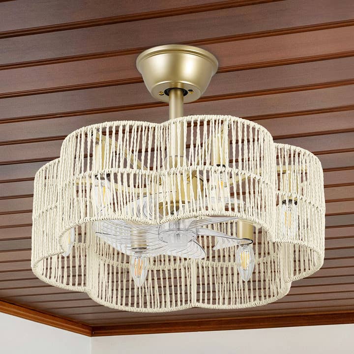 Ceiling Fan 20" 7-Blade 6-Light Modern Gold Fandelier for wholesale by Brio Lighting