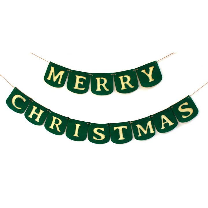 Pico - Wholesale Bunting/Garland - Green Merry Christmas Felt Bunting