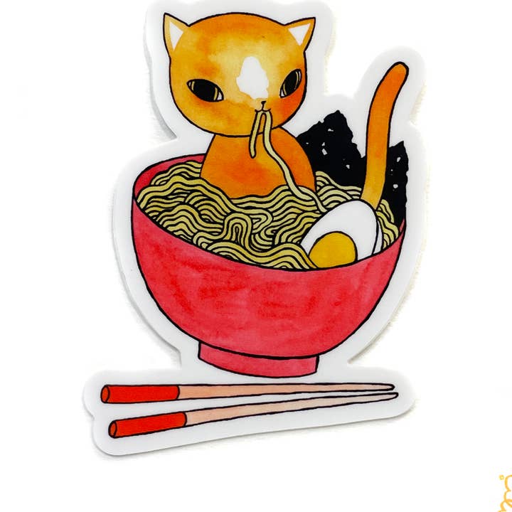 Adesivo in vinile - Ramen Cat per la vendita all'ingrosso da parte di Stasia Burrington Illustration