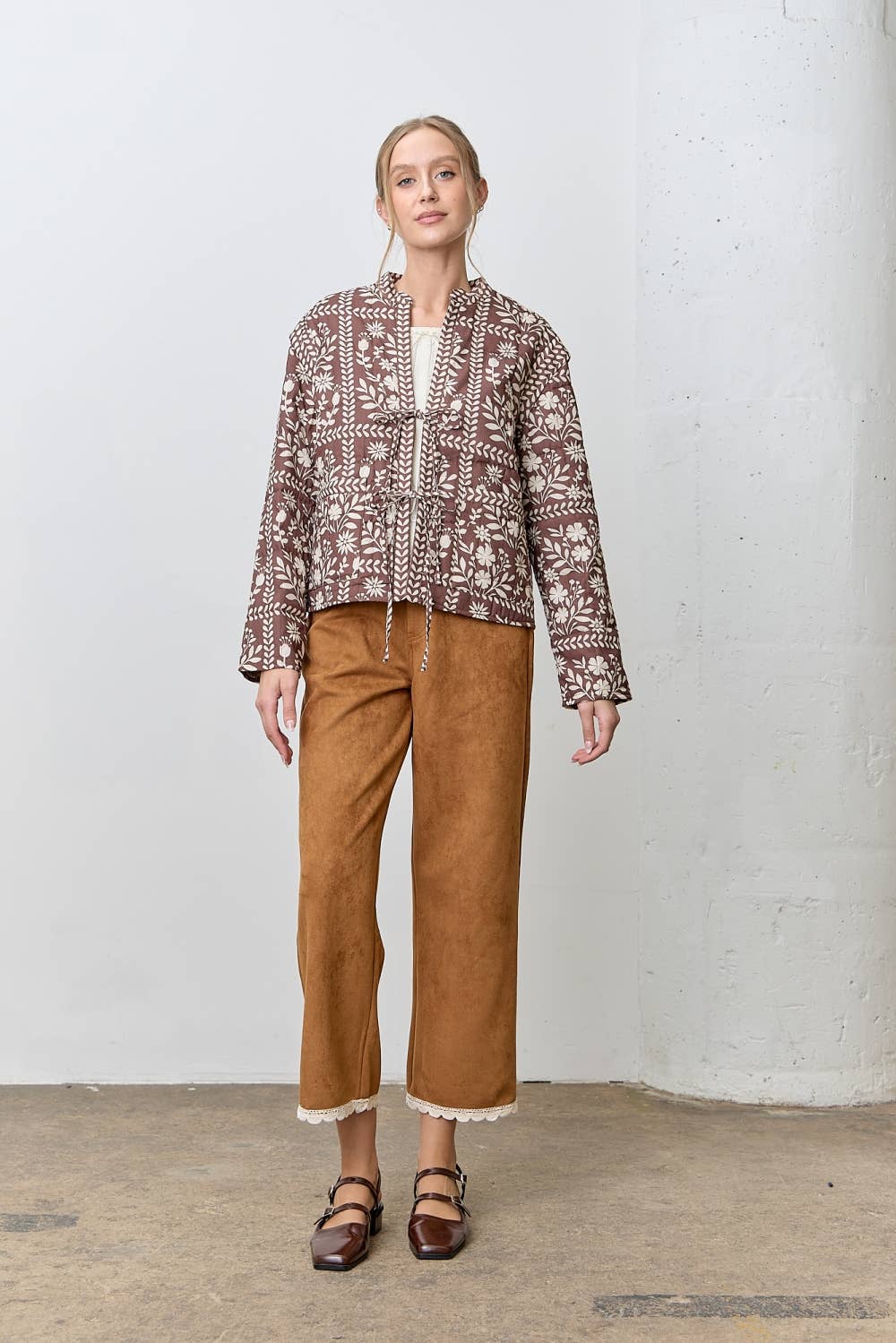 Polagram by Wellmade USA - Wholesale Jacket - Women's - BORDER FLORAL PRINT QUILTING JACKET