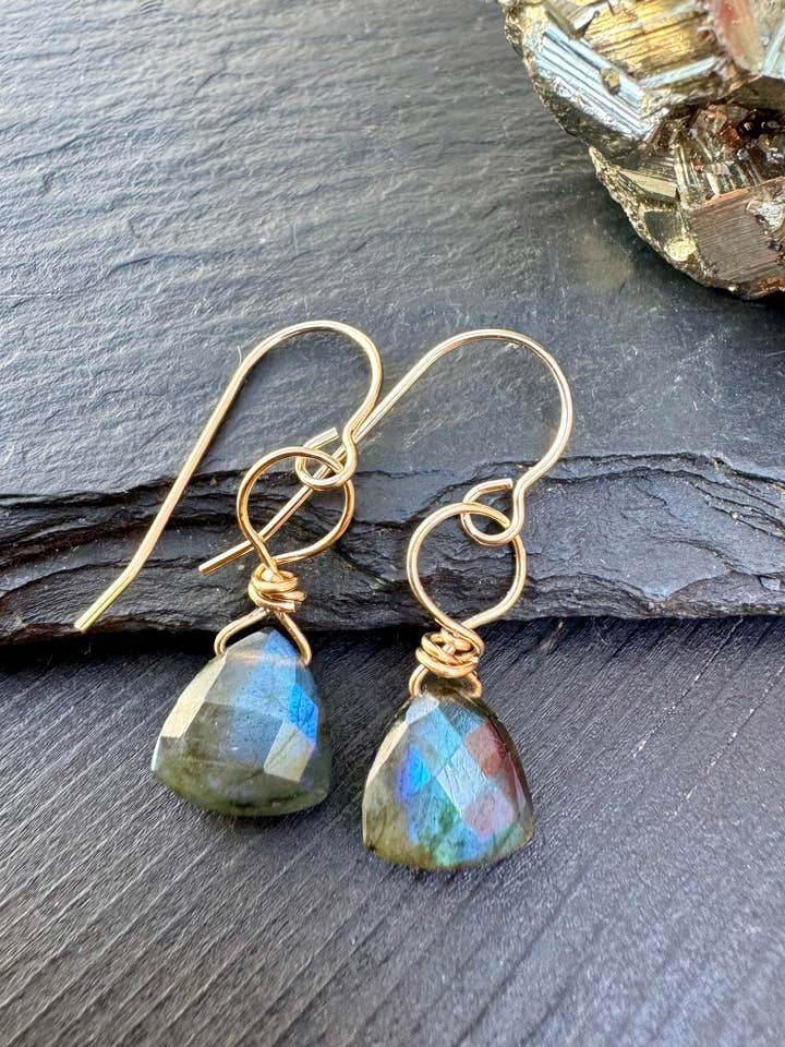 Labradorite Trillion Earrings for wholesale by Anjali Goods