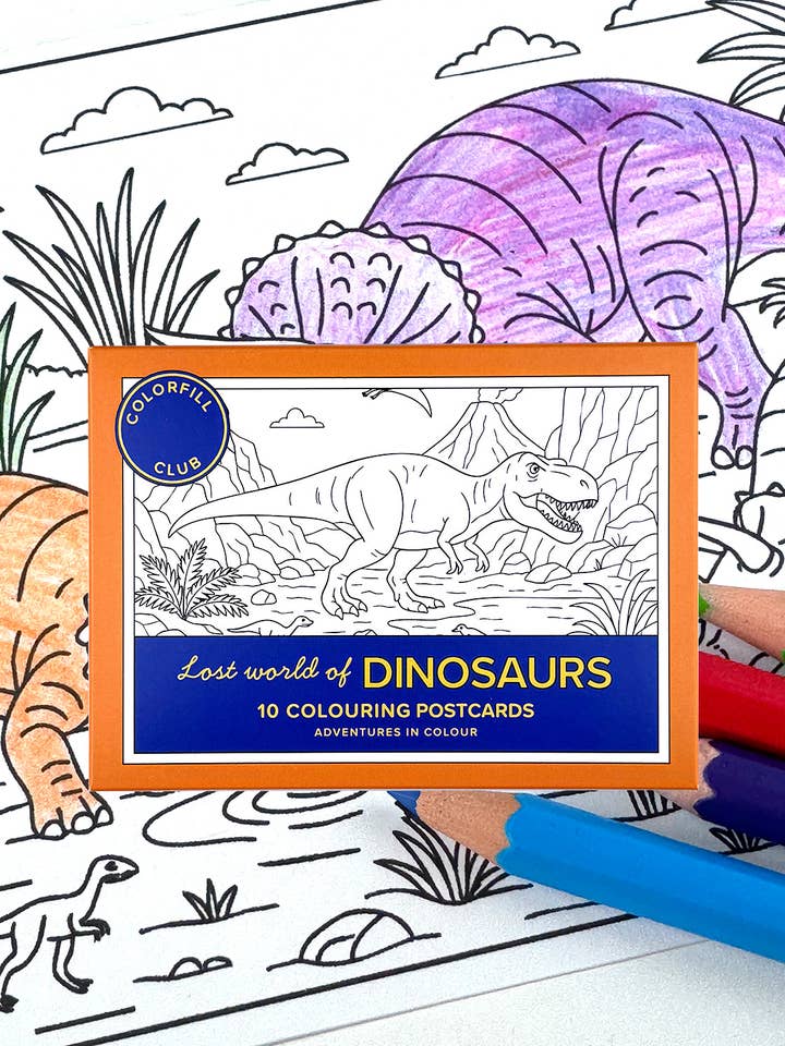 Dinosaurier Färgläggningsvykort Set om 10 – Förhistorisk för wholesale av Colorfill Club