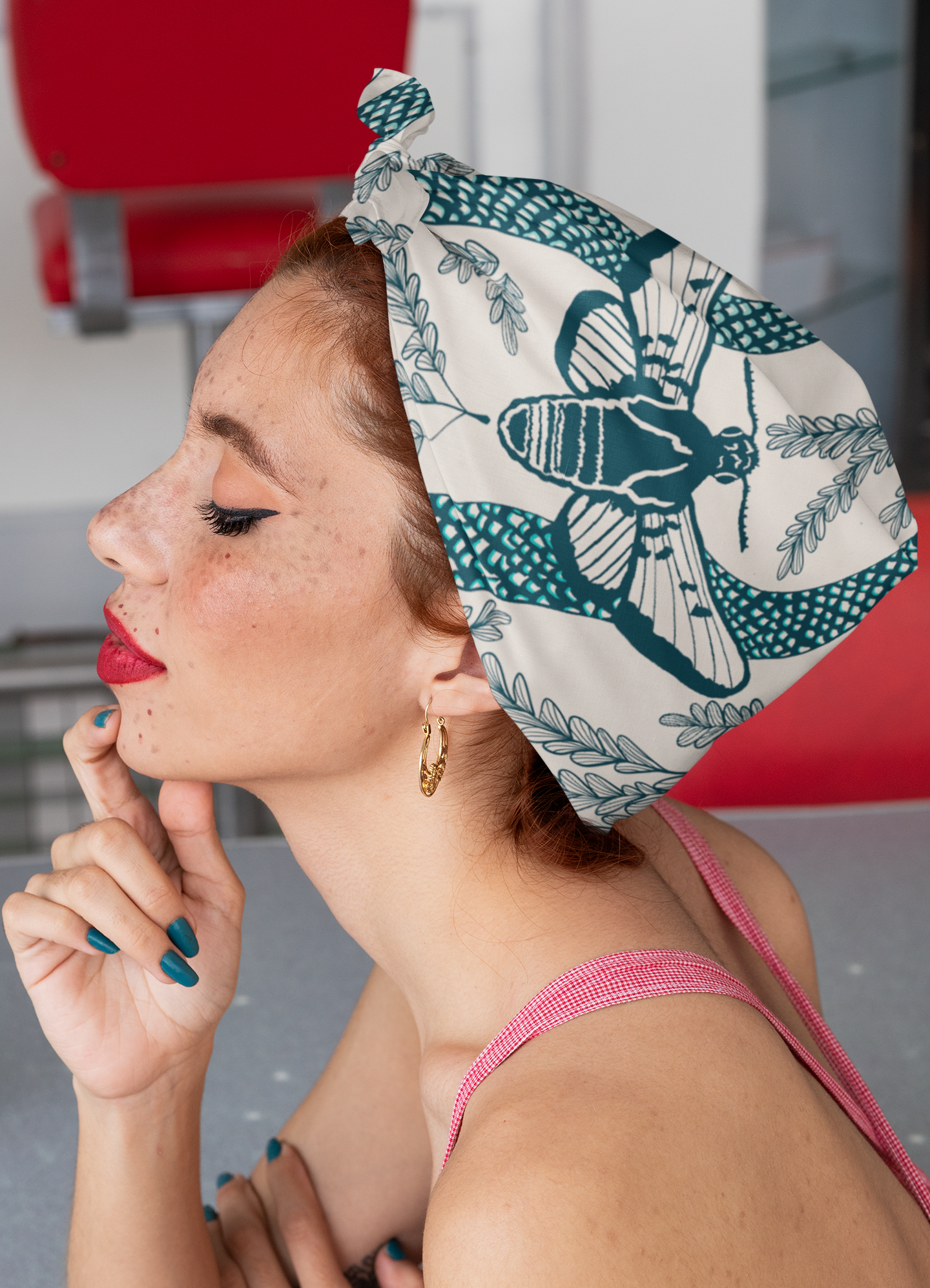 Acorn & Artisan - Wholesale Bandana - Unisex - Nature Bandana | Moth and Snake Illustration7