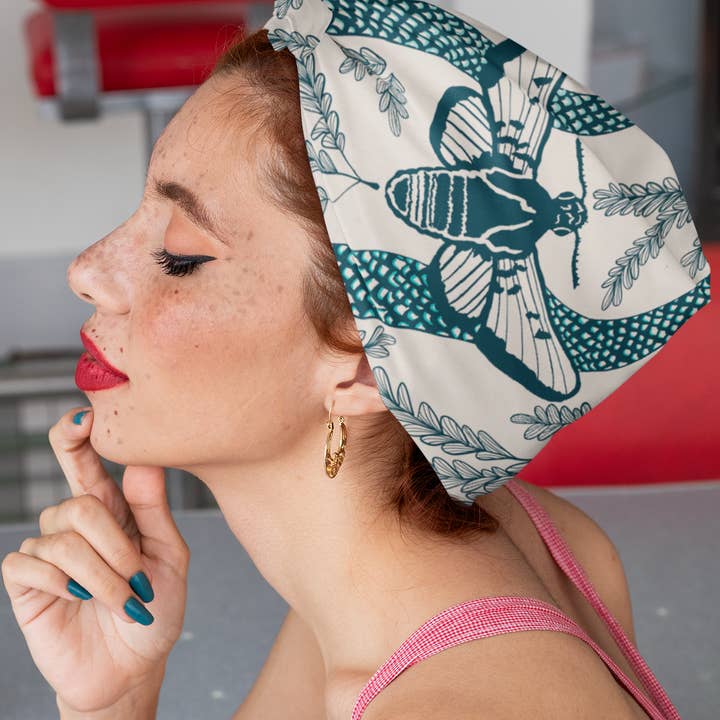 Acorn & Artisan - Wholesale Bandana - Unisex - Nature Bandana | Moth and Snake Illustration7