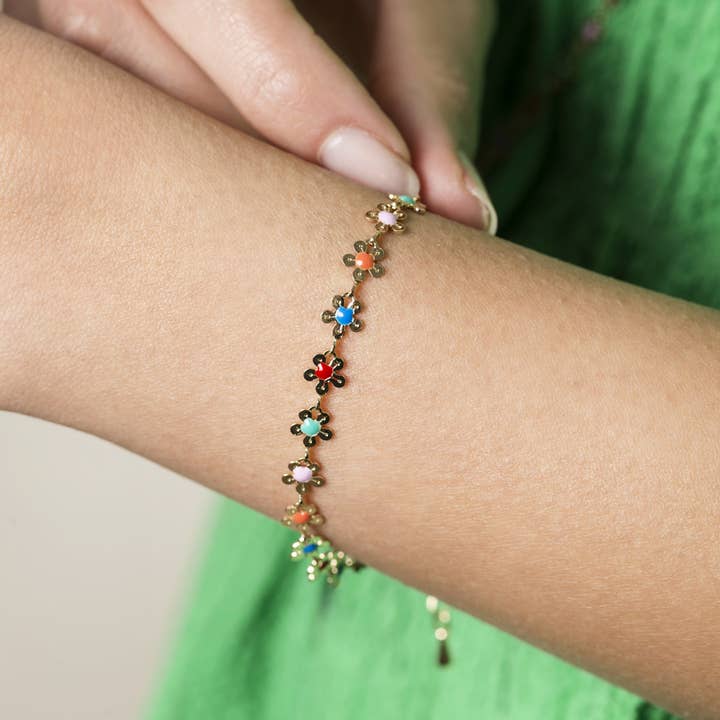 Pulseira de flores | banhado a ouro | Fabricado na Itália por atacado de NINA TRA LE NUVOLE