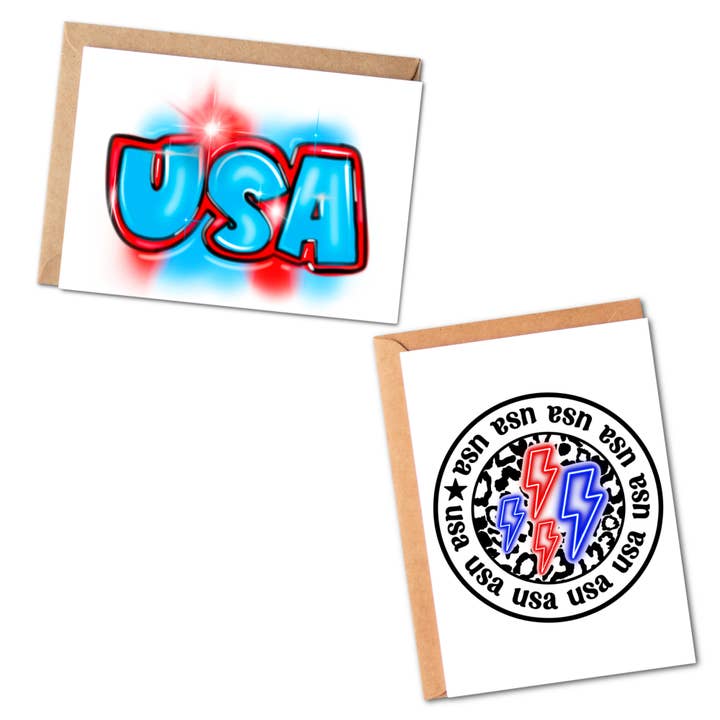 Carte de vœux Patriotic Neon USA pour les fêtes du 4 juillet pour la vente par Simply Crafty