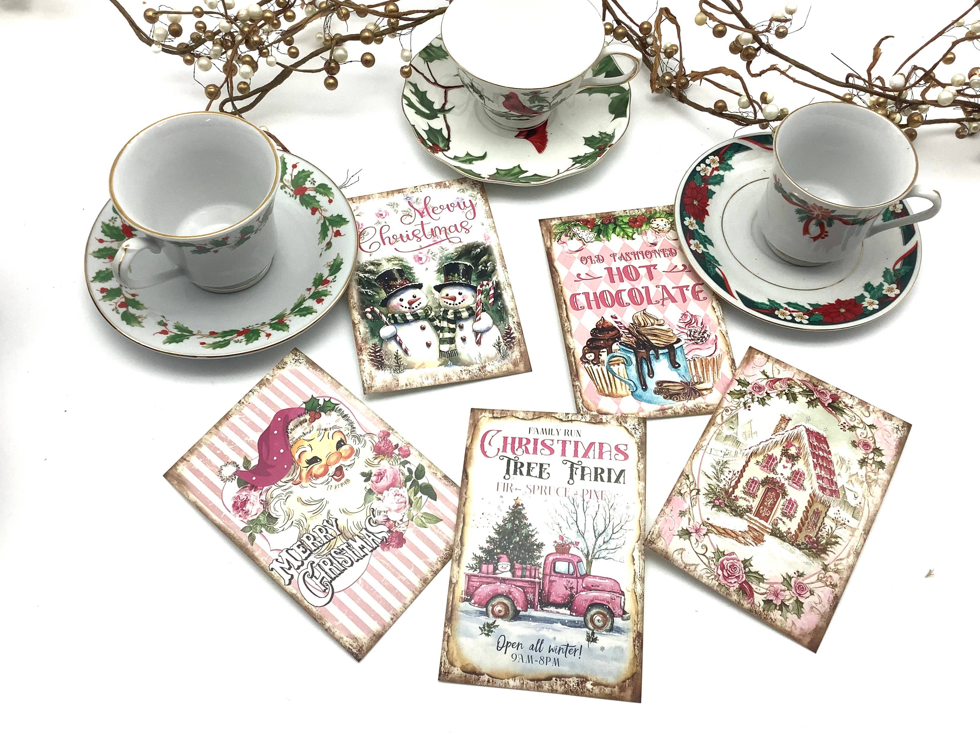 All Little Cute Things - Vente Sachets de thé - Carte postale vintage de Noël avec sachet de thé de fête1