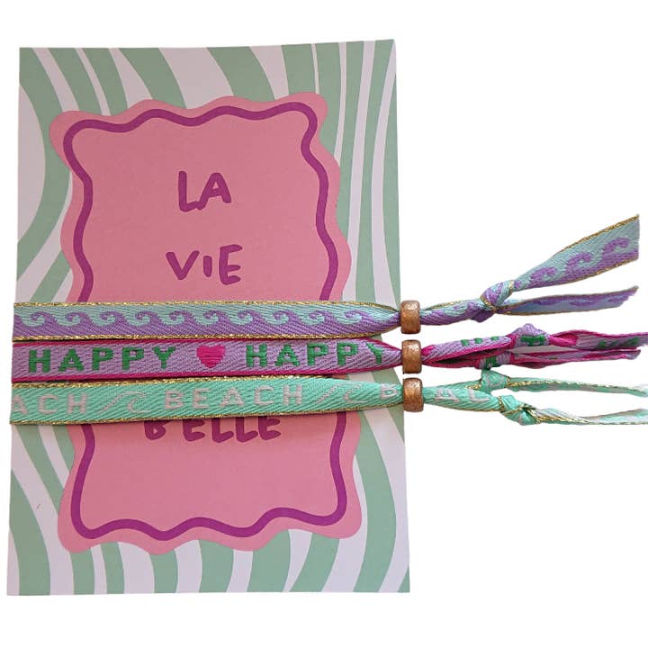 Sansira Jewelry - Vente Bracelet tissé/tressé - Bracelet avec ruban textuel et carte de vœux La Vie Est Belle0