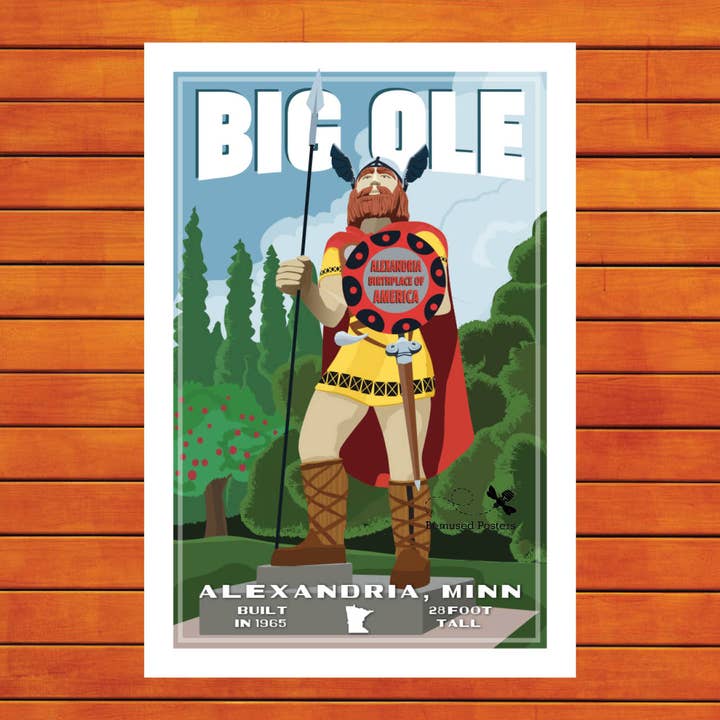 Alexandria Big Ole Retro Travel Poster Prints for wholesale by Bemused Creative