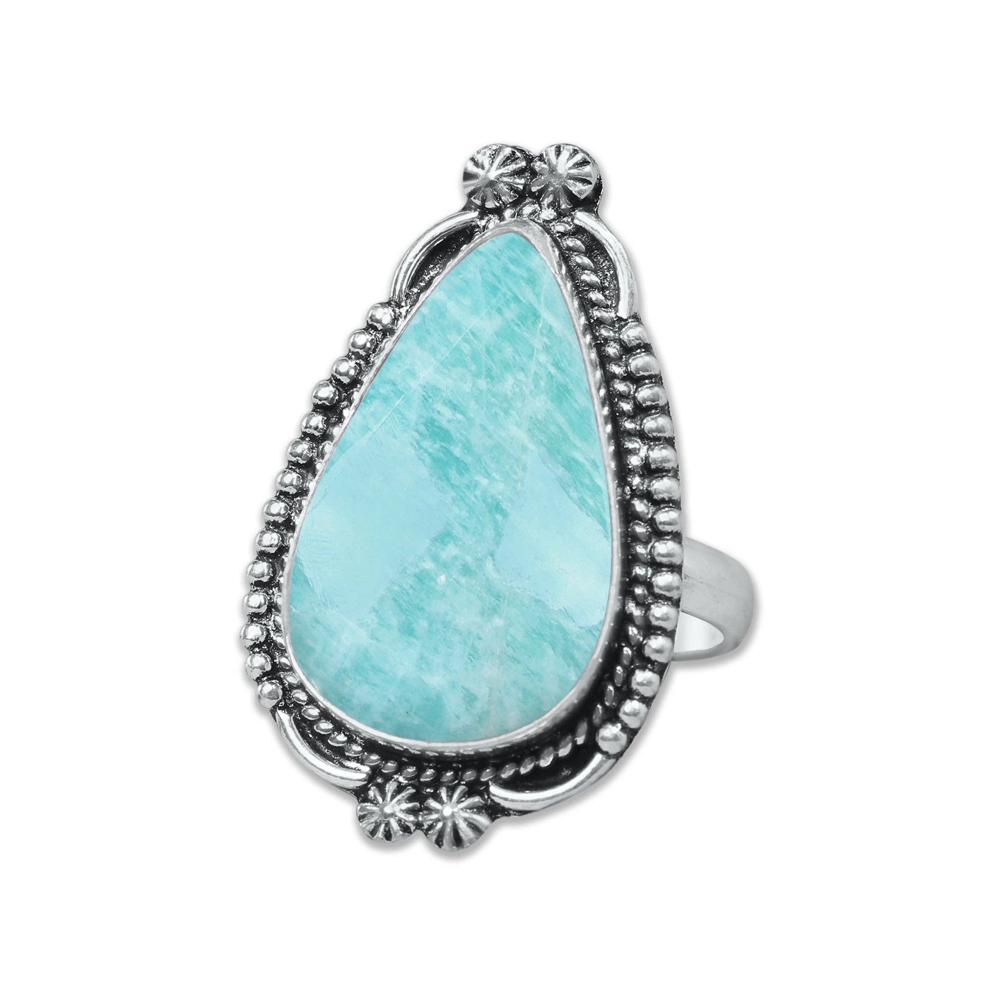 Handmade Jewels - Wholesale Cocktail/Statement Ring - Amazonite Rings – Handmade, Silver-Plated, Assorted Boho Designs (US Sizes 6–10)18