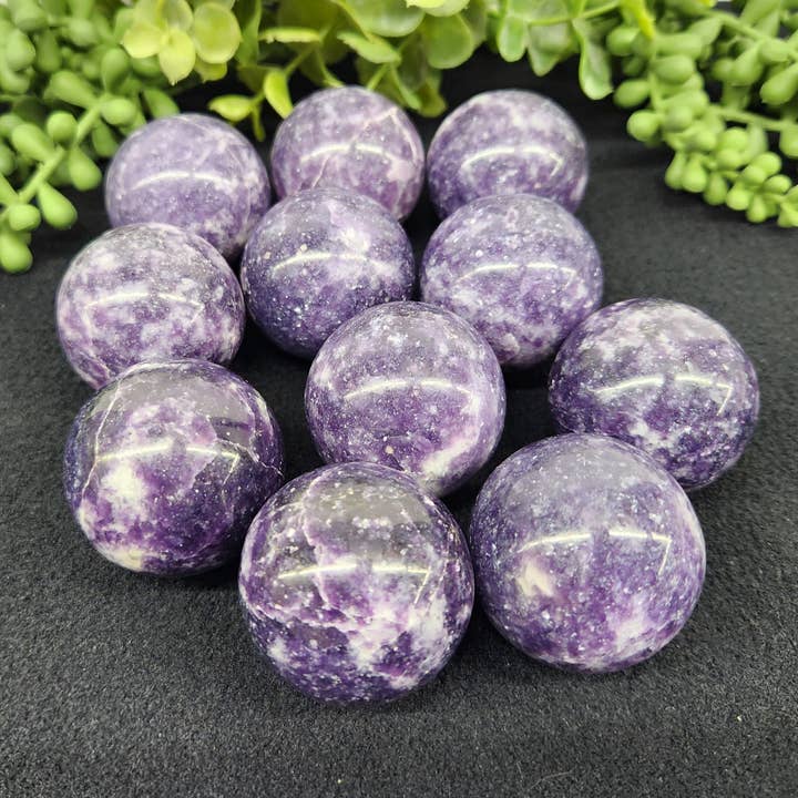 Lepidolite Spheres - 40mm (Approx. 1 Pound Bag) for wholesale by Meraki Gemstones