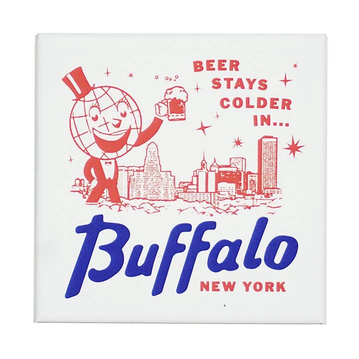 Beer Stays Colder in Buffalo Magnet for wholesale by Oxford Pennant