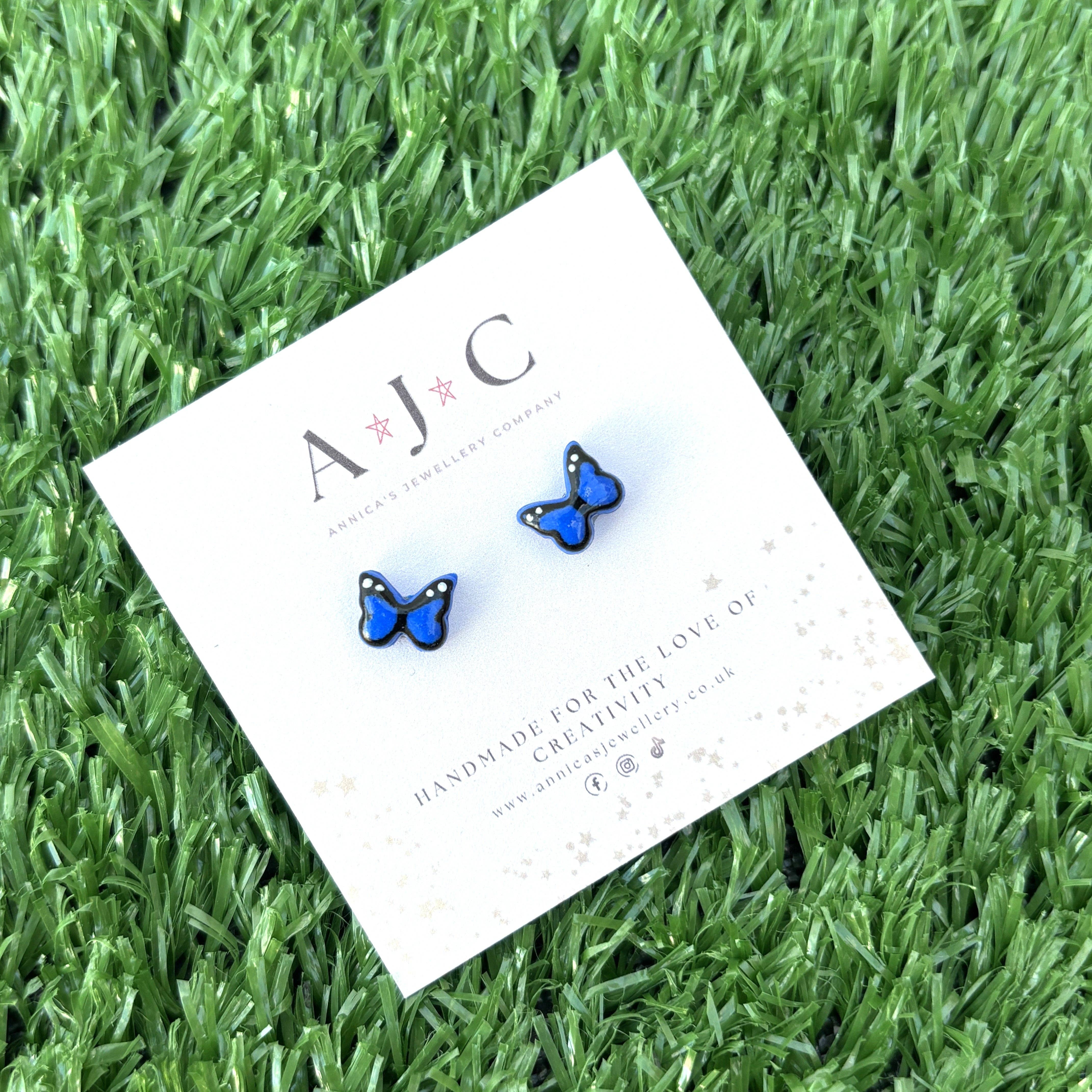 Annica’s Jewellery Co – wholesale Stud/post earrings – Cobalt Blue Detailed Butterflies1