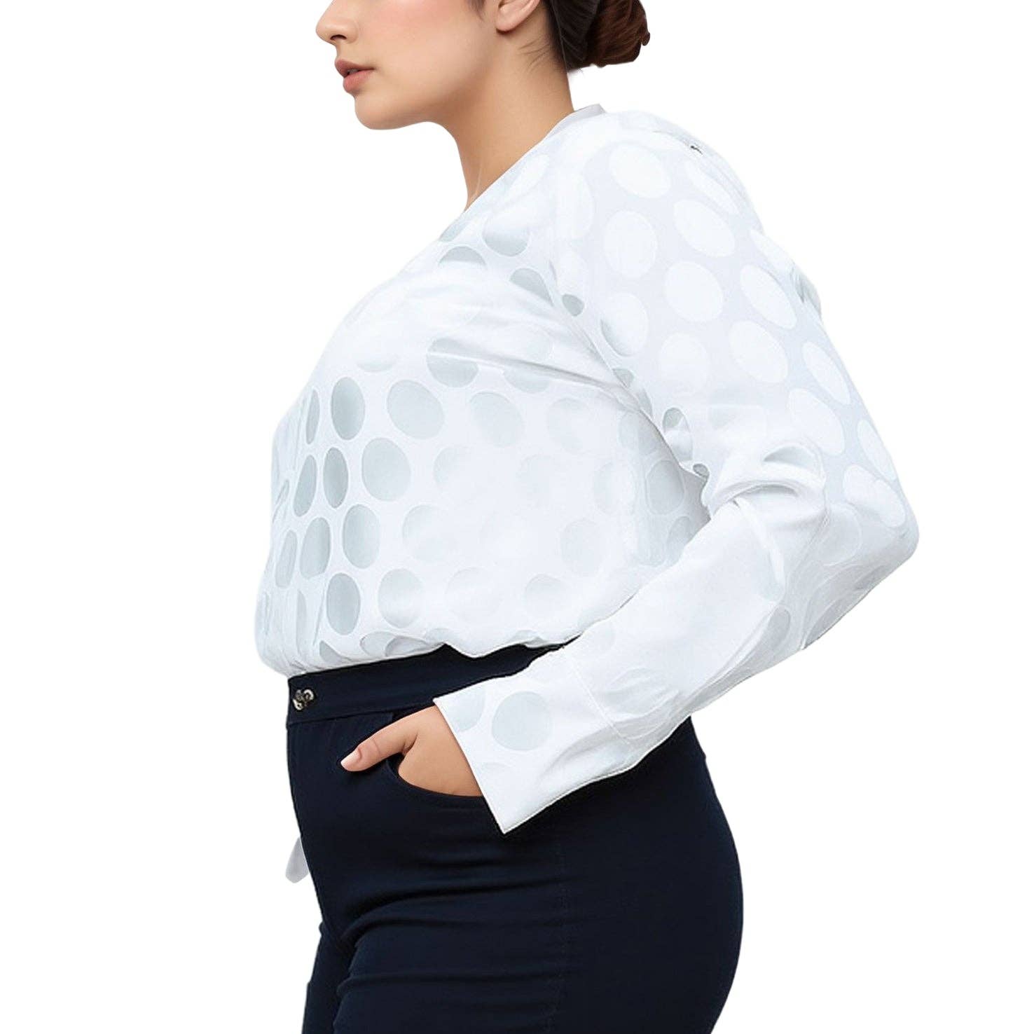 Robin K - Wholesale Tunic - Women's - Pleione Plus Size Women's Cross Front Crewneck Blouse Top4