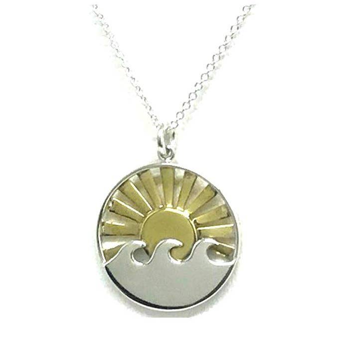 Sol och våg Charm Halsband: Sterling Silver för wholesale av Athena Designs