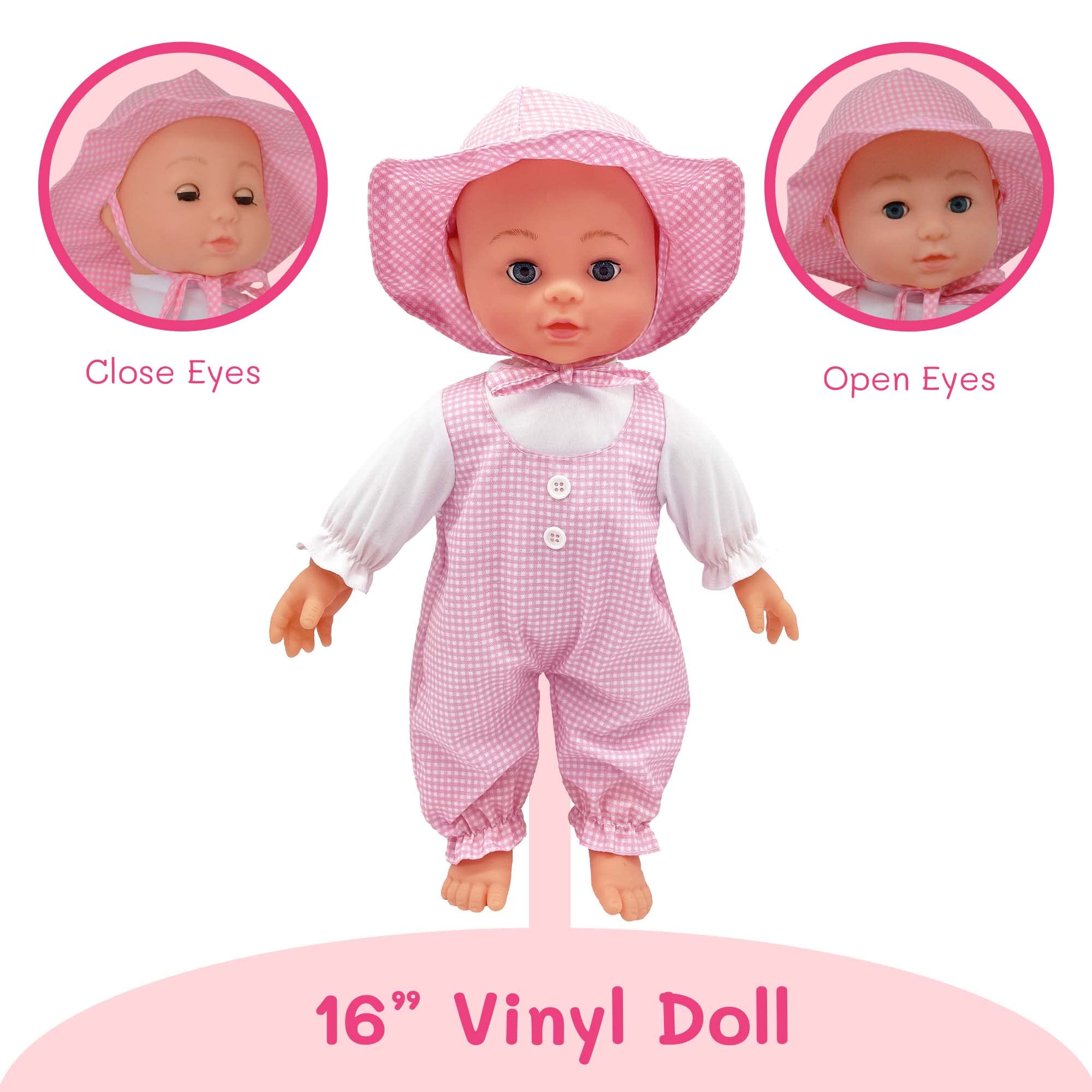 The New York Doll Collection - Wholesale Doll - Kids - 16" Realistic Baby Doll Plush Body Gingham Print - Girl, Boy9