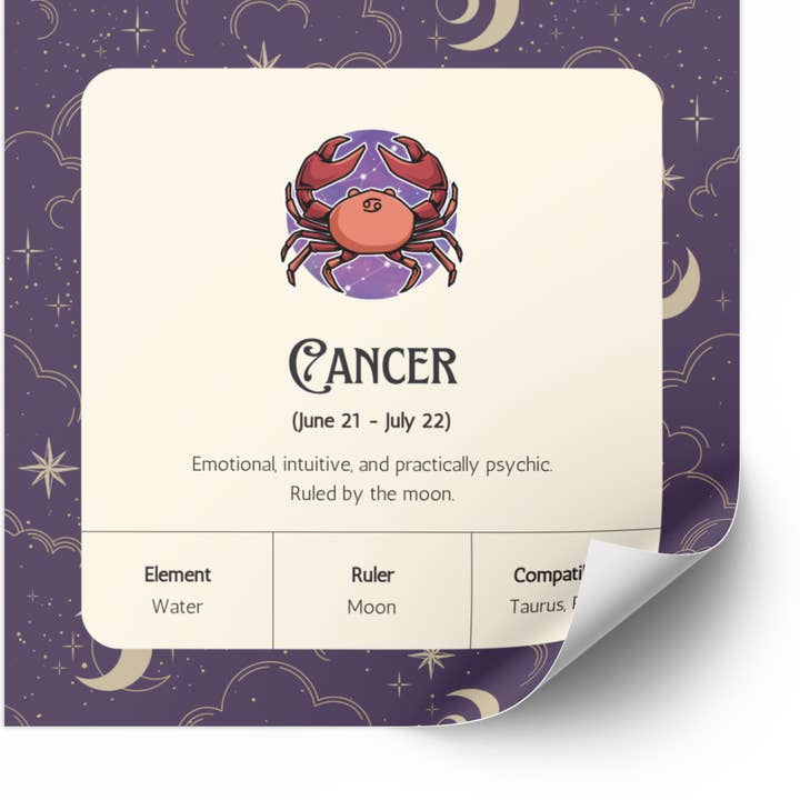 Pegatina del zodíaco del cáncer para venta al por mayor de Vairagya Yogashala