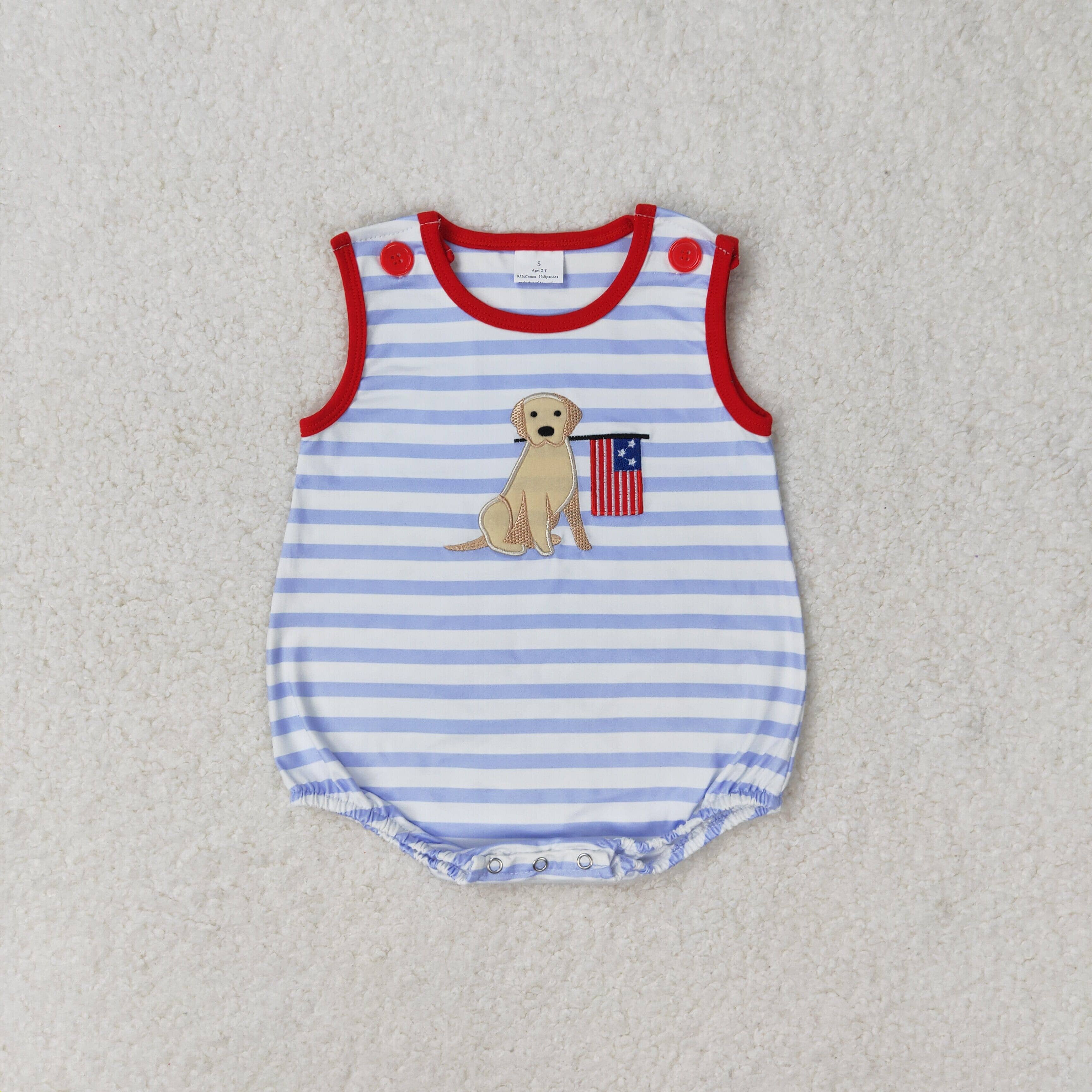 Aier Wholesale - Wholesale Clothing Set - Baby - Baby Girls 4th Of July Dog Flag Sibling Rompers Clothing Sets6