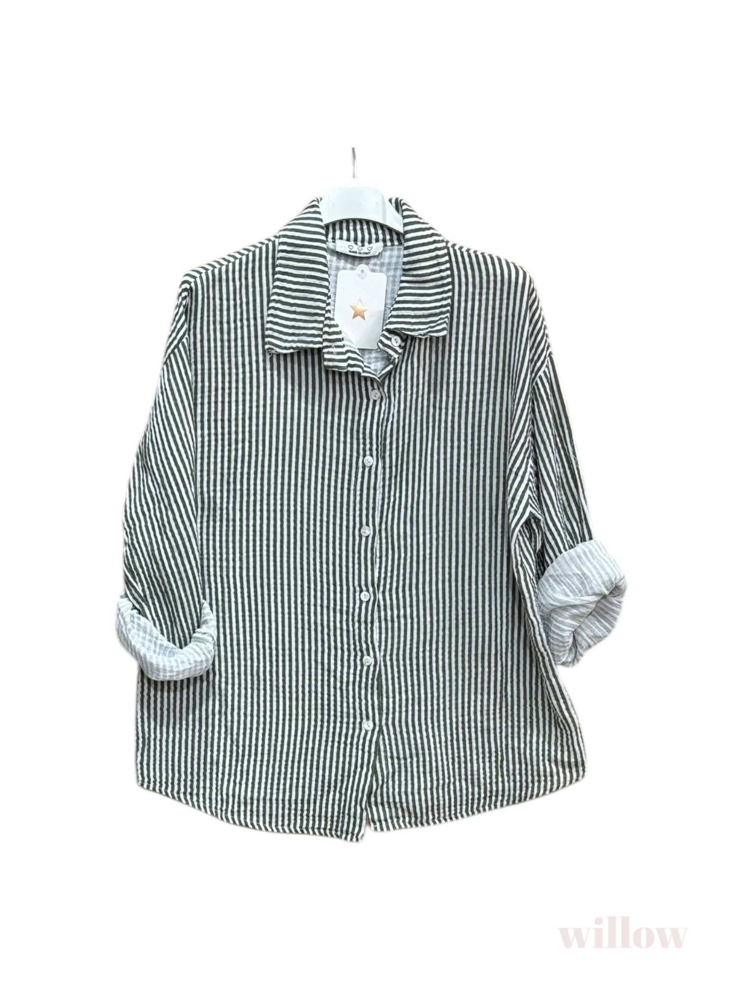 Moonsun - Wholesale Shirt - Women's - #3036 Striped cotton gauze shirt4