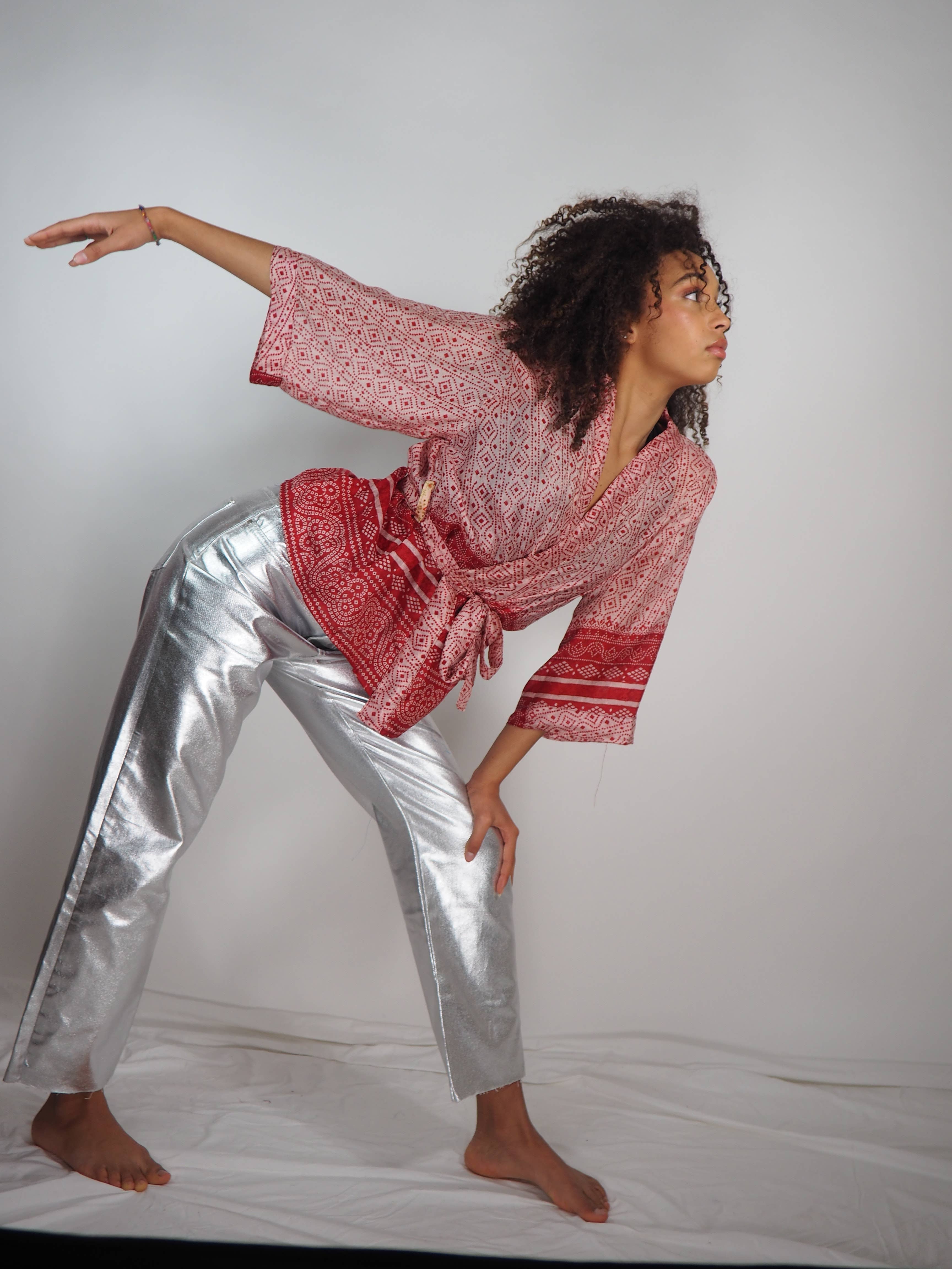 Vagabond Ibiza - Wholesale Kimono - Women's - The Kardash Kimono Short – Up-cycled Vintage Sari Kimono 40