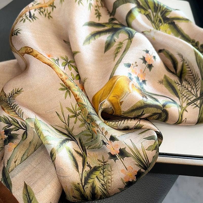 SueSilkHK - Wholesale Sjaal - Dames - Vintage jungle dieren 100% moerbei zijden sjaal - haar-, nek- en hoofddoek - moederdagcadeau en accessoire voor tas3
