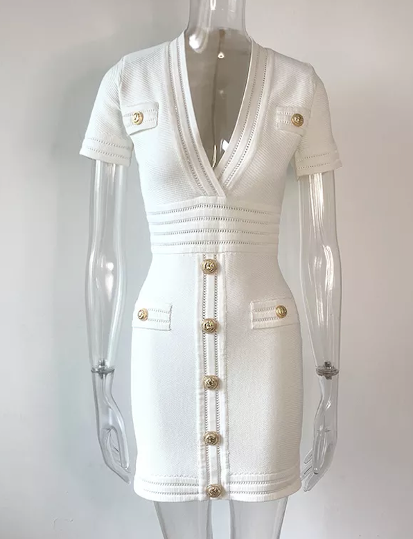 ALLARA - Vendita all'ingrosso Vestito - Donna - Abito aderente in maglia bianca Morgan2