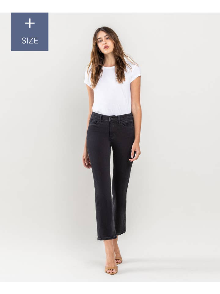 REFINE PLUS SIZE HIGH RISE CROP FLARE JEANS LV1170-P for wholesale on Faire