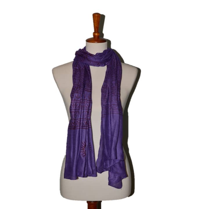 OMSutra – Cachecol - Mulher por atacado – OM Hand Block Bhakti Yoga Oração Sânscrito Hindu Mantra Shawl14