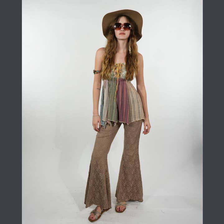 Boho Hippie Justerbar Rem Patchwork Älvtop för wholesale av Jayli Clothing