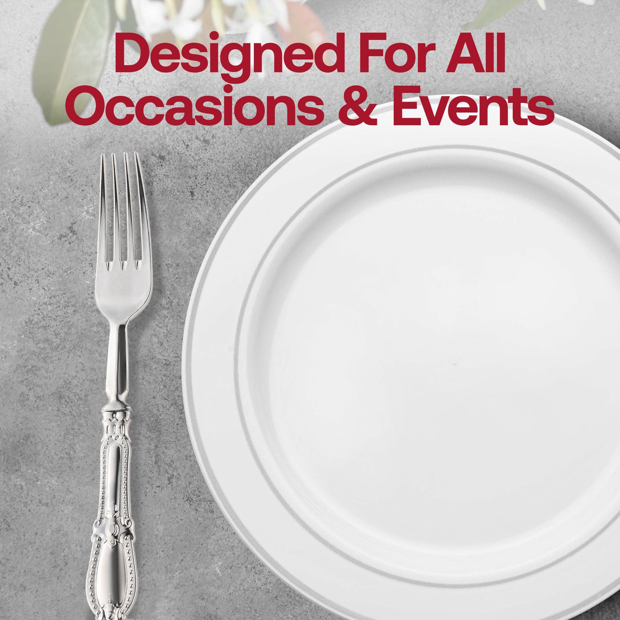 Smarty had a Party - Wholesale Disposable Tableware Pack - Silver Baroque Disposable Plastic Dinner Forks - 10 pcs5