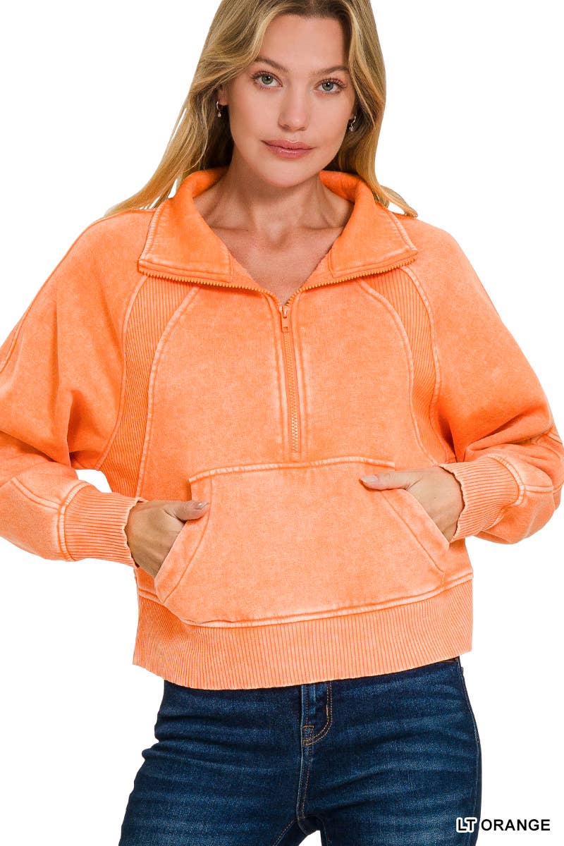 42POPS - Wholesale Sweatshirt - Women's - `.Half Zip Cropped Pullover48