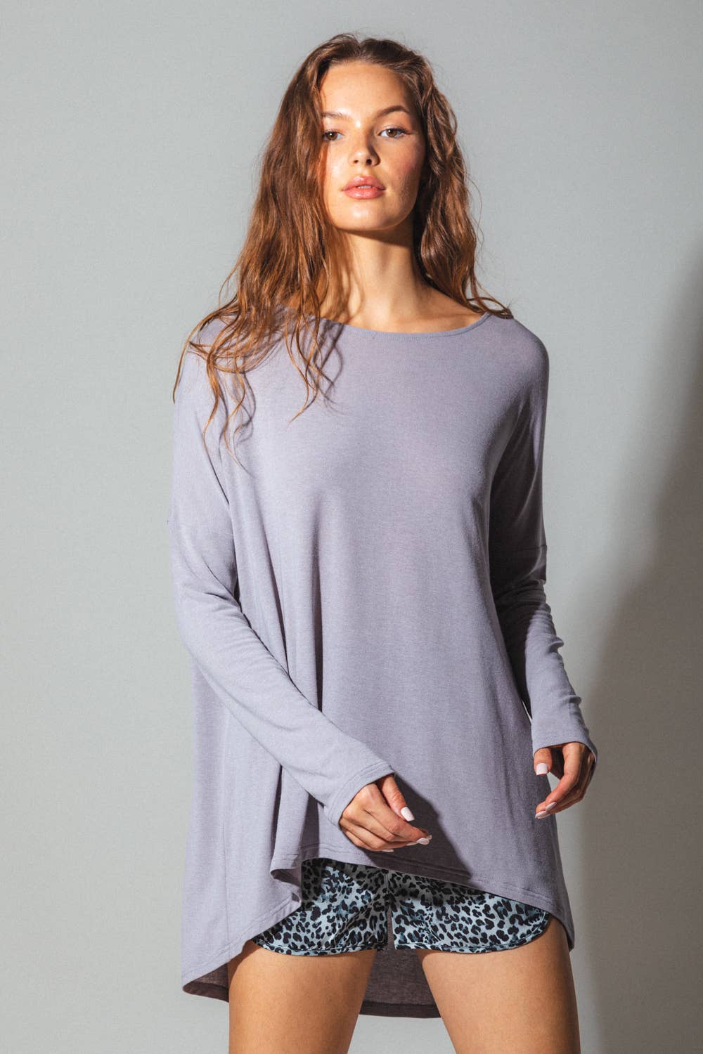 VERY J - Wholesale Tunic - Women's - LT24297-Long sleeve tunic knit top0