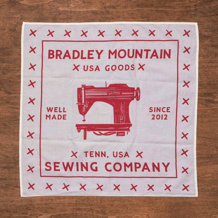 Sewing Company Bandana - White/Red for wholesale by Bradley Mountain
