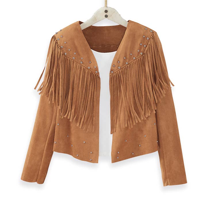 Back in the Saddle - Wholesale Jacket - Women's - Breakaway Fringed Faux-Suede Jacket0