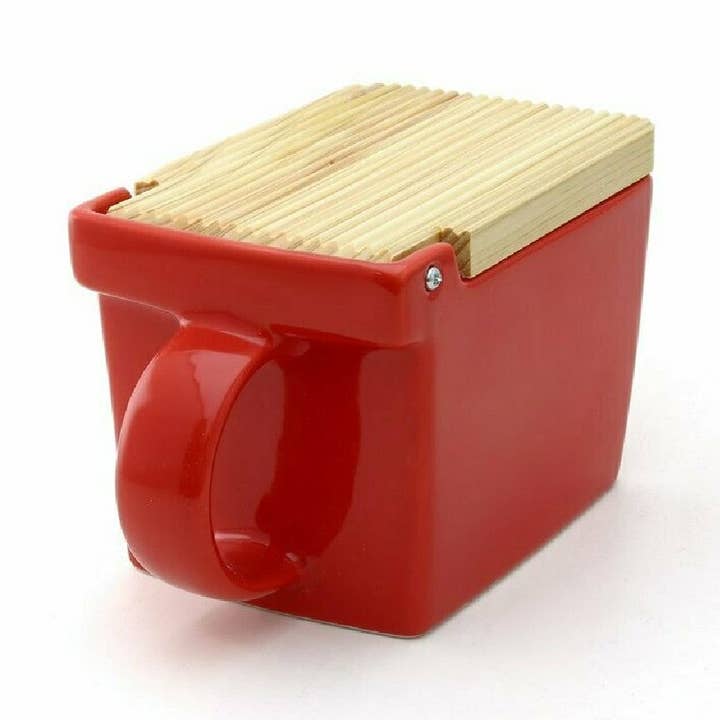 Bee House Ceramic Salt Box With Wooden Lid - Tomato for wholesale by ZERO JAPAN USA