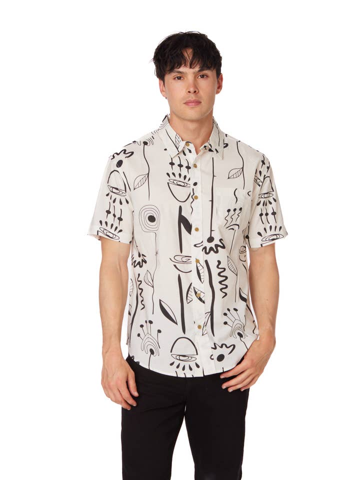 Hawk's Bay - Wholesale Button Down Shirt - Men's - Men's Woven Printed Short Sleeve Shirt