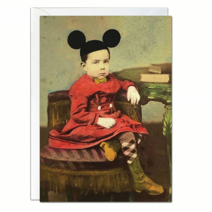 Victorian Mouse Ears Altered Photo Greeting Card for wholesale by Ain't That a Kick in the Head