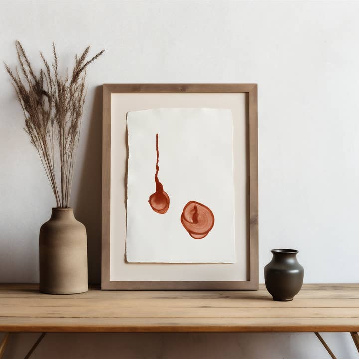 Arte Minimalista Ink Blot em Papel Deckled - Decoração Abstrata por atacado de ArtbyHaise