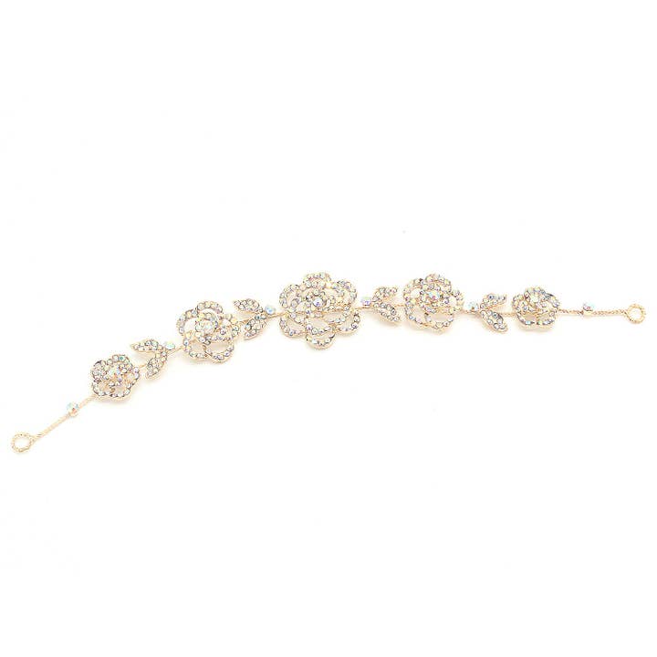 Diacly - Wholesale Hair Clip - Women's - Rose Detail Rhinestone Flexible Hair Deco Band