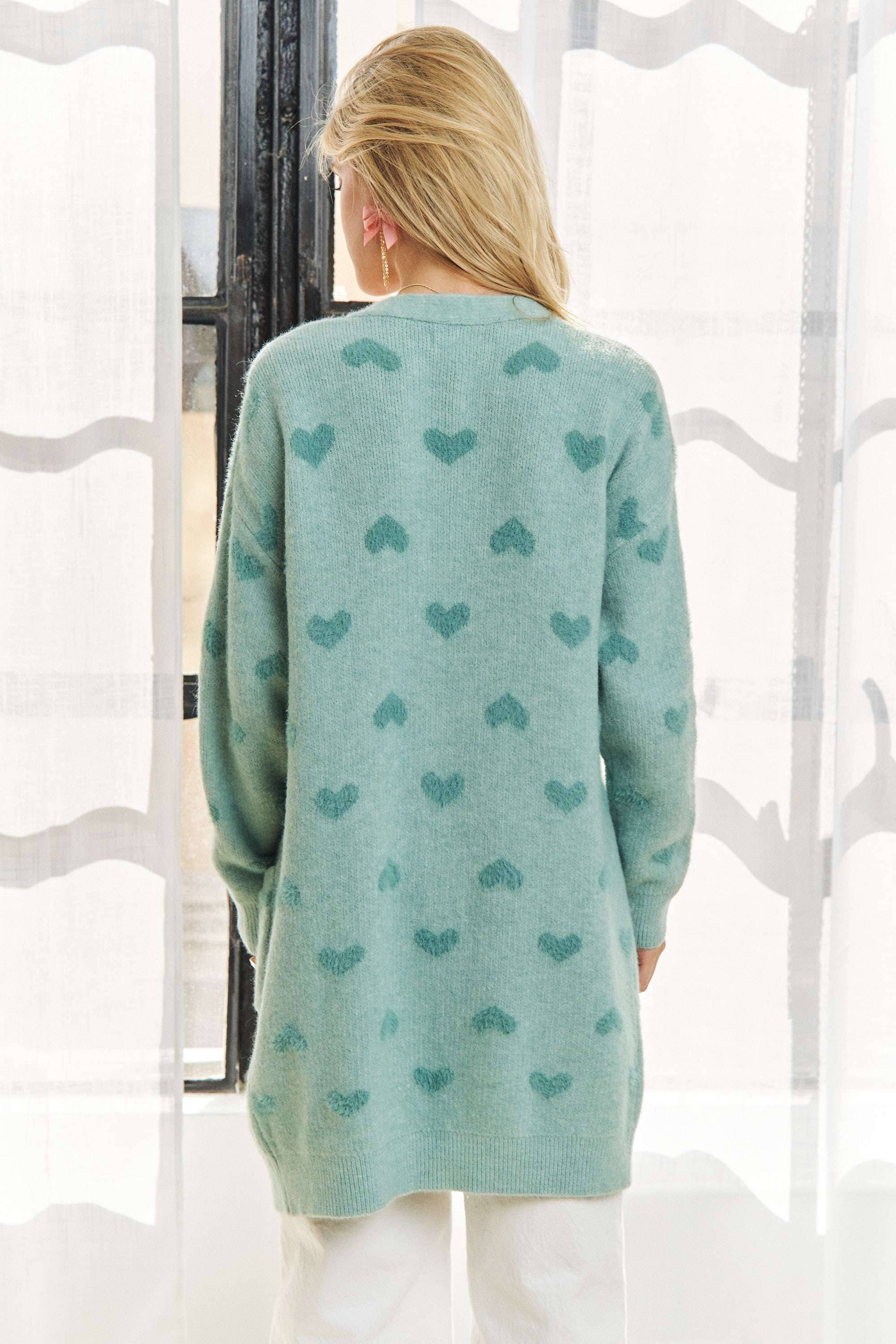 ADORA LA – wholesale Cardigan – Women’s – CESW3433 - LOVELY HEART PRINT SWEATER CARDIGAN17