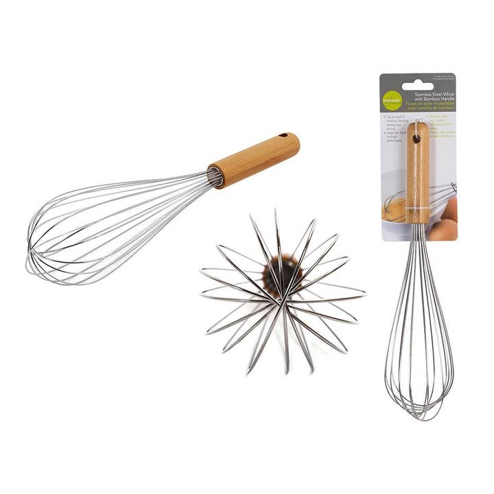 Luciano Gourmet - Wholesale Whisk - L.Gourmet 12"L SS Whisk With Bamboo Handle