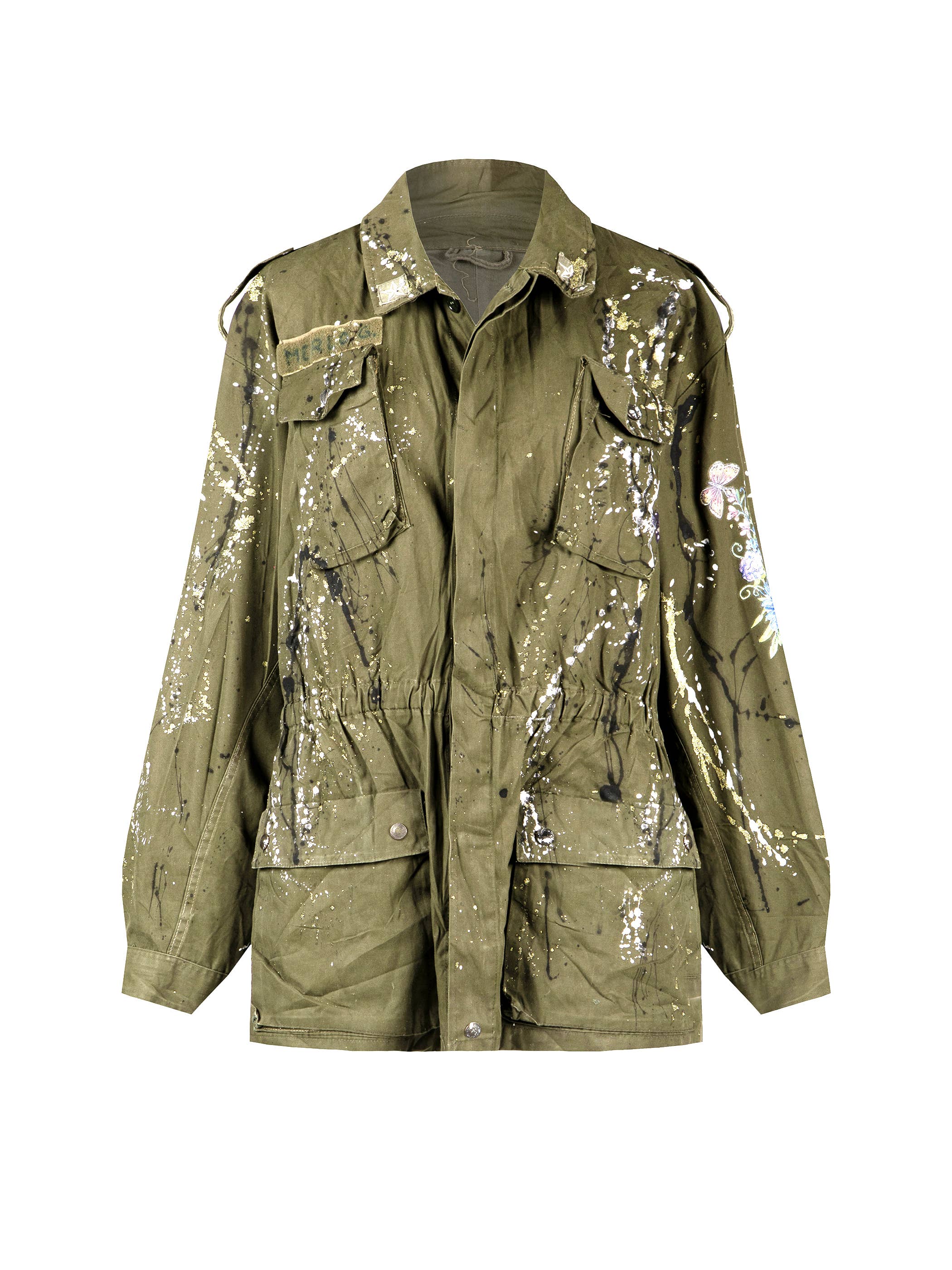 apiedinudinelparco - Wholesale Jacket - Women's - UP-CYCLED MILITARY JACKET GLITTER PATCH STREET ART LUX STYLE8