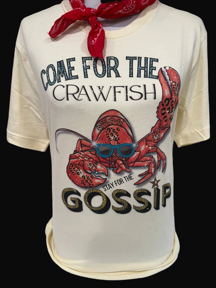Crawfish Gossip on Natural Crew for wholesale by Bling-A-GoGo, LLC