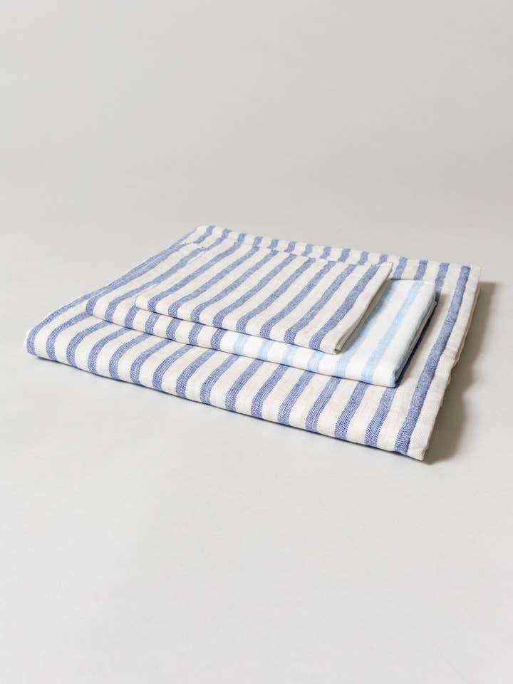 Toalla de lino con borde, azul marino para venta al por mayor de Morihata International Ltd. Co.