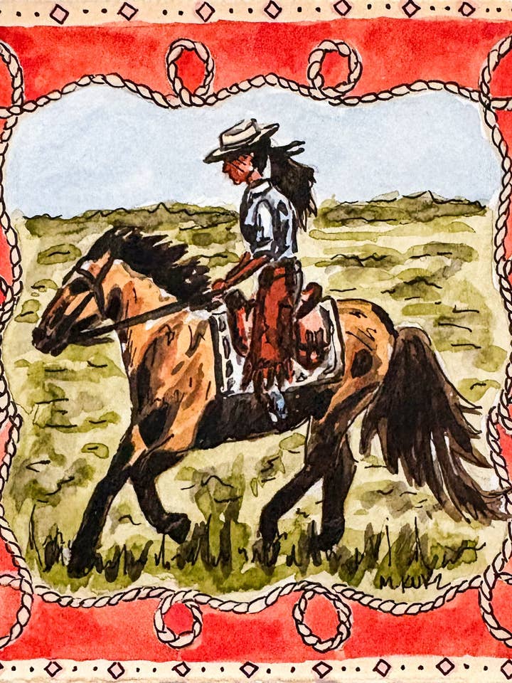 Out Ropin' Print for wholesale by Makenzie Kurz Art
