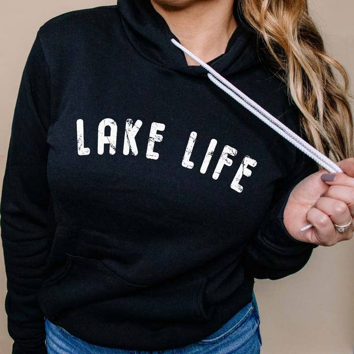 LAKE LIFE Graphic Unisex Sponge Fleece Hoodie for wholesale by Shamaim