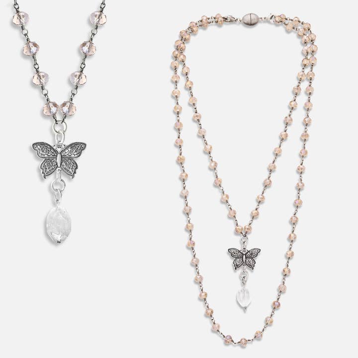 Katia Designs - Wholesale Pendant/Charm Necklace - Joy Butterfly Long Rosary Chain Necklace2