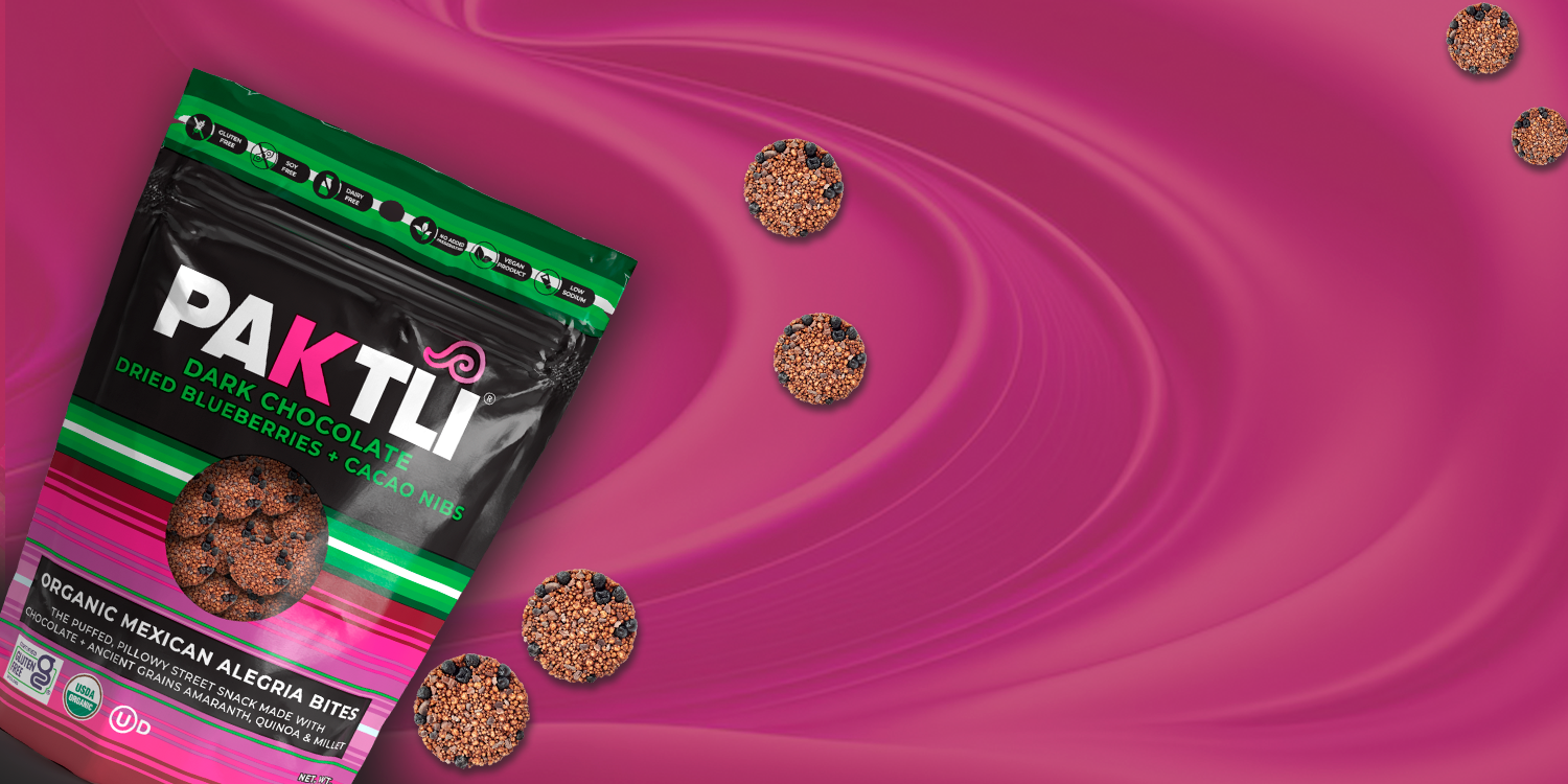 Paktli Foods - Wholesale Chocolate Covered Sweets - NEW Dark Chocolate Alegria Bites+Blueberries/Cacao Nibs19