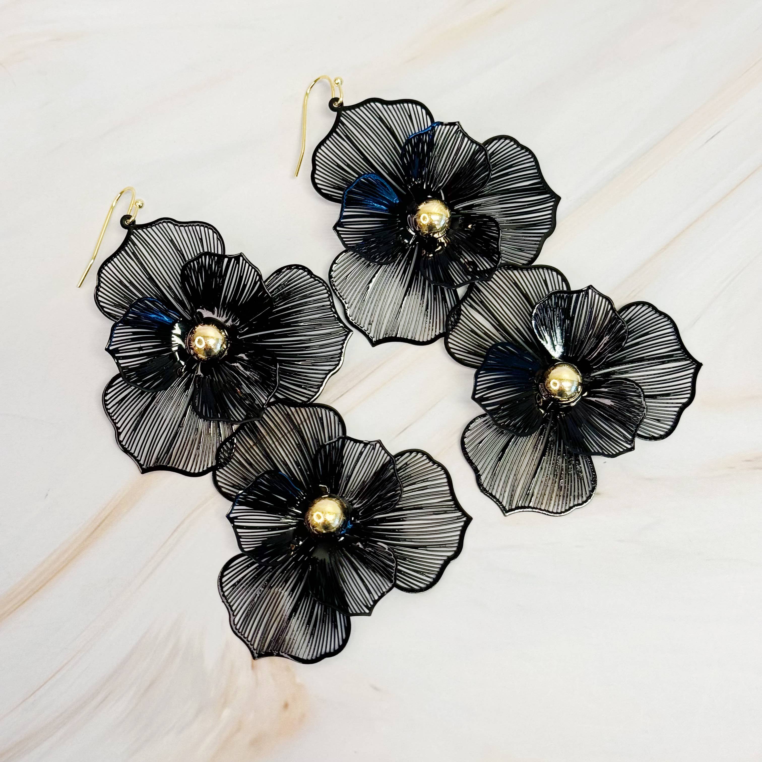 Ellison+Young - Wholesale Dangle Earrings - Royal Garden Double Bloom Earrings1